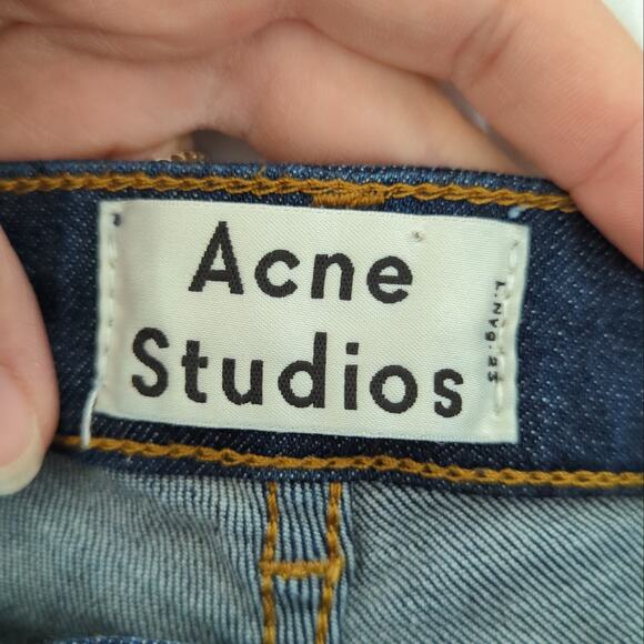 Acne Studio Jeans Pin Raw Reform Women's 26 Skinny Denim Pants Mid High Dark - Picture 5 of 8
